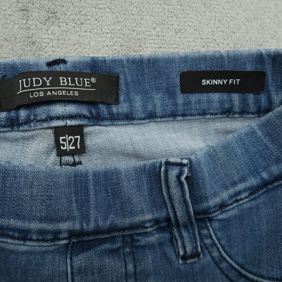 Judy Blue Pull On Jeans Junior's Size 5/27 Blue High-Rise Skinny Fit 28" Inseam - Picture 8 of 16